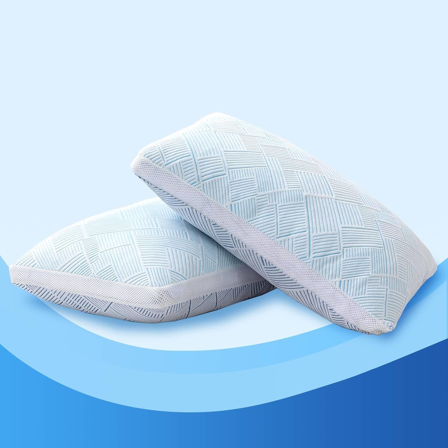 Sylvaris Shredded Memory Foam Cooling Soft Bamboo Viscose Pillows Queen Size Set of 2, Adjustable Hypoallergenic Hotel Quality Pillows for Back, Stomach and Side Sleeper, Oeko-TEX Certified