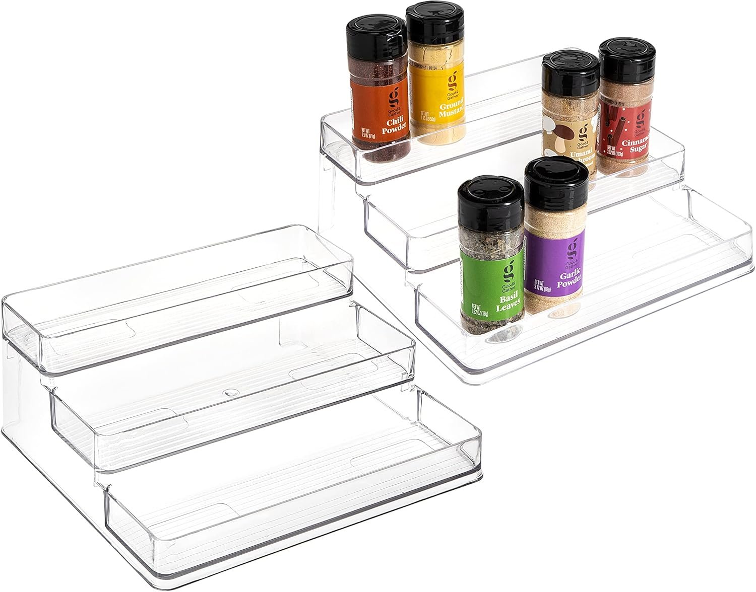 SIMPLEMADE 3-Tier Spice Rack Organizer – Versatile Storage Shelf for Kitchen, Bathroom, Bedroom & Office, Set of 2, Clear