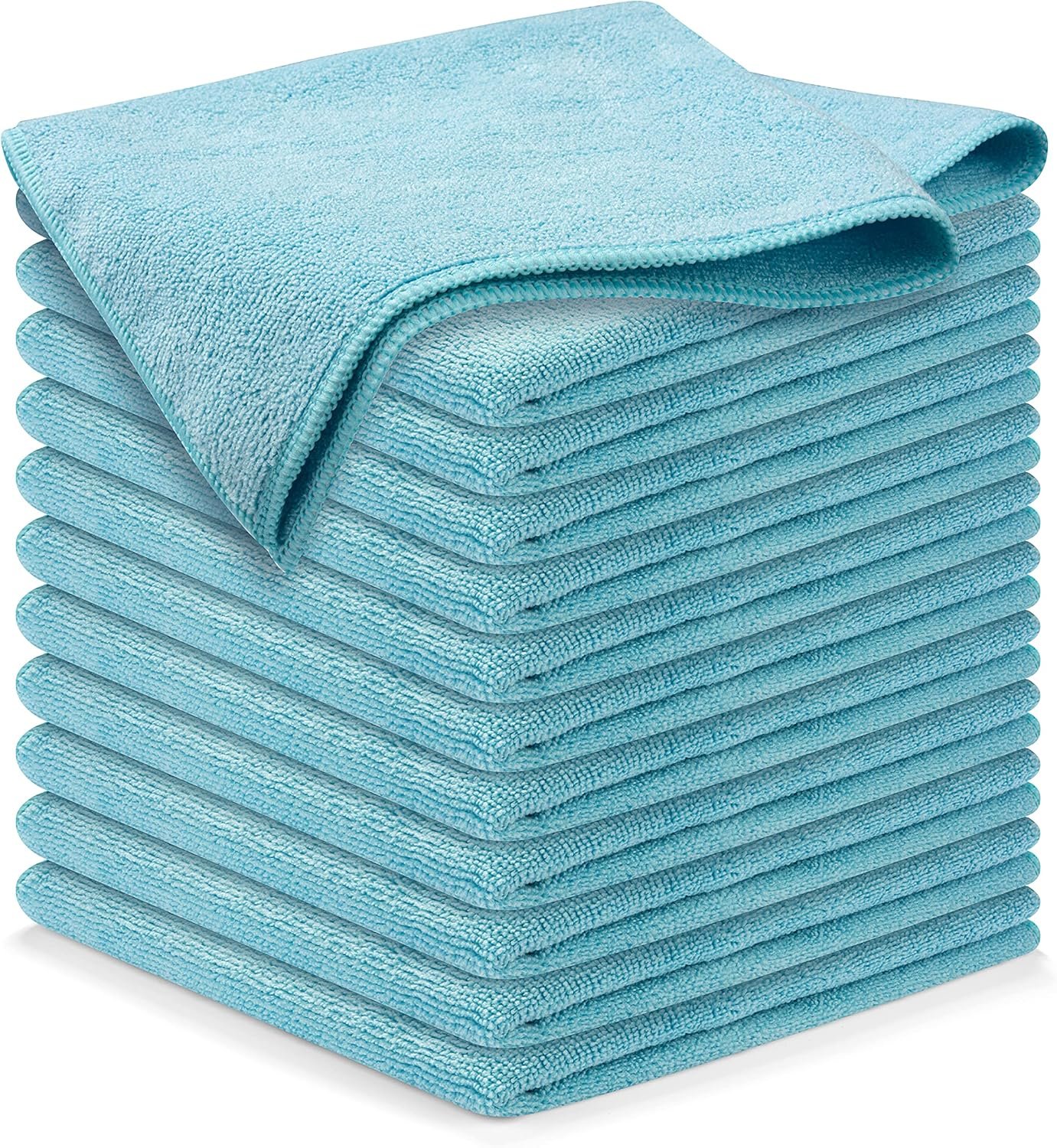USANOOKS Microfiber Cleaning Cloth – Turq – 12Pcs (12.5×12.5 inch) High Performance – 1200 Washes, Ultra Absorbent Car Towel Traps Grime & Liquid for Streak-Free Mirror Shine – car Washing Cloth