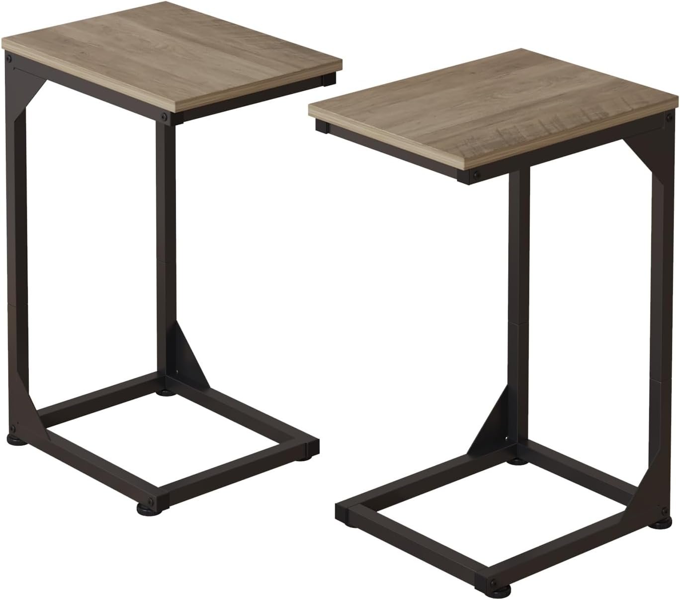 ZIWEI STAR C-Shaped End Table Set of 2, Small Side Table, Sofa Table with Metal Frame for Living Room, Bedroom, Bedside Table Tray Tables