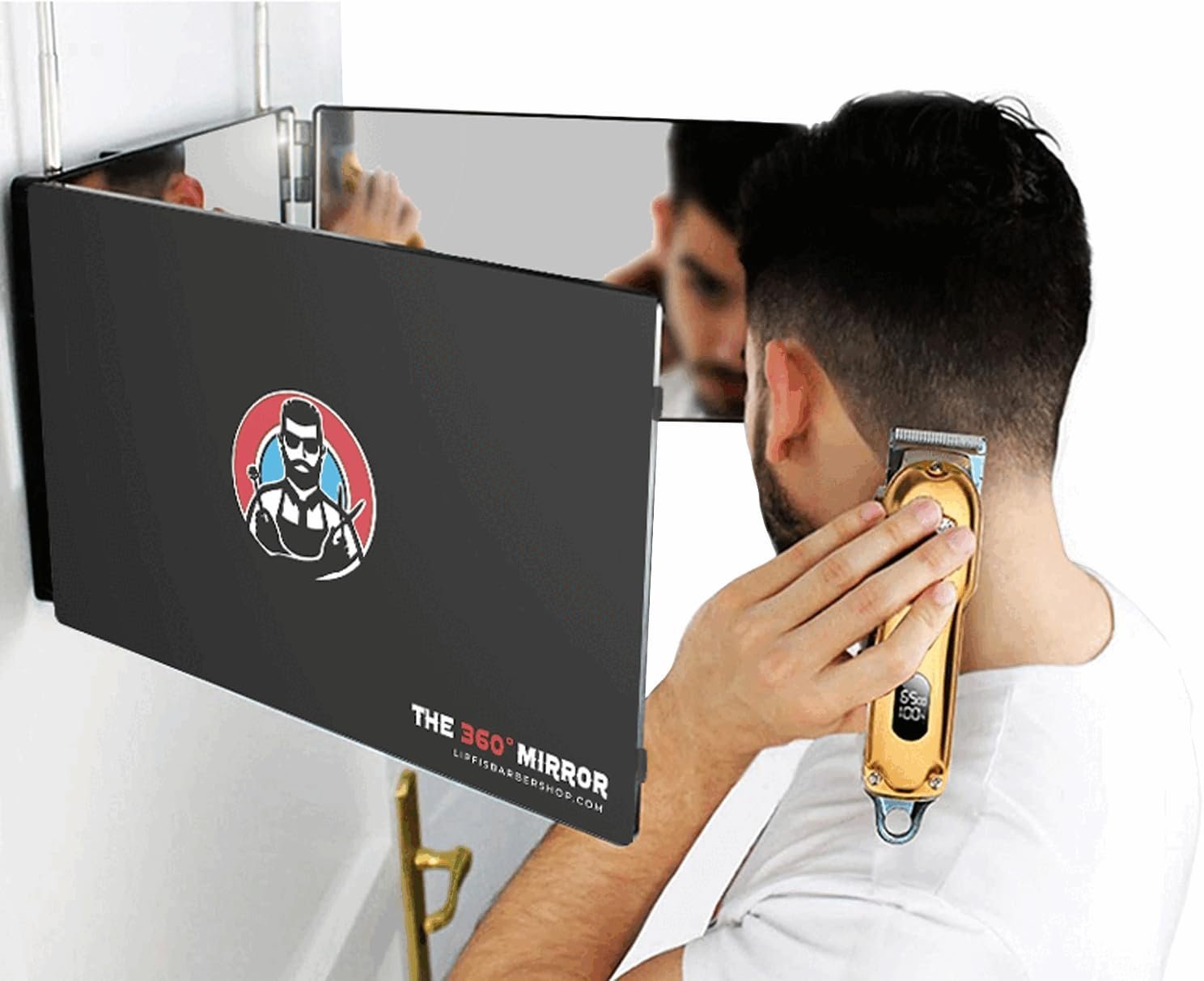The 360 Mirror – 3 Way Mirror for Self Hair Cutting – Adjustable Trifold Barber Miror to Cut Your Own Hair – Tri Fold Self Haircut System for Men and Women Braiding – Three Sided Miror for Haircuts