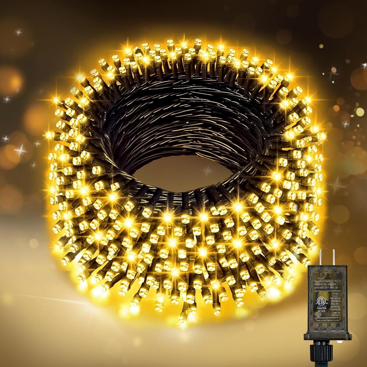 Nisocy 200 LED Christmas Connectable String Lights Outdoor Waterproof – Warm White Fairy Lights with Plug, Tree Lights for Patio, Garden, Bedroom, Wedding, Party, Decor (66FT)