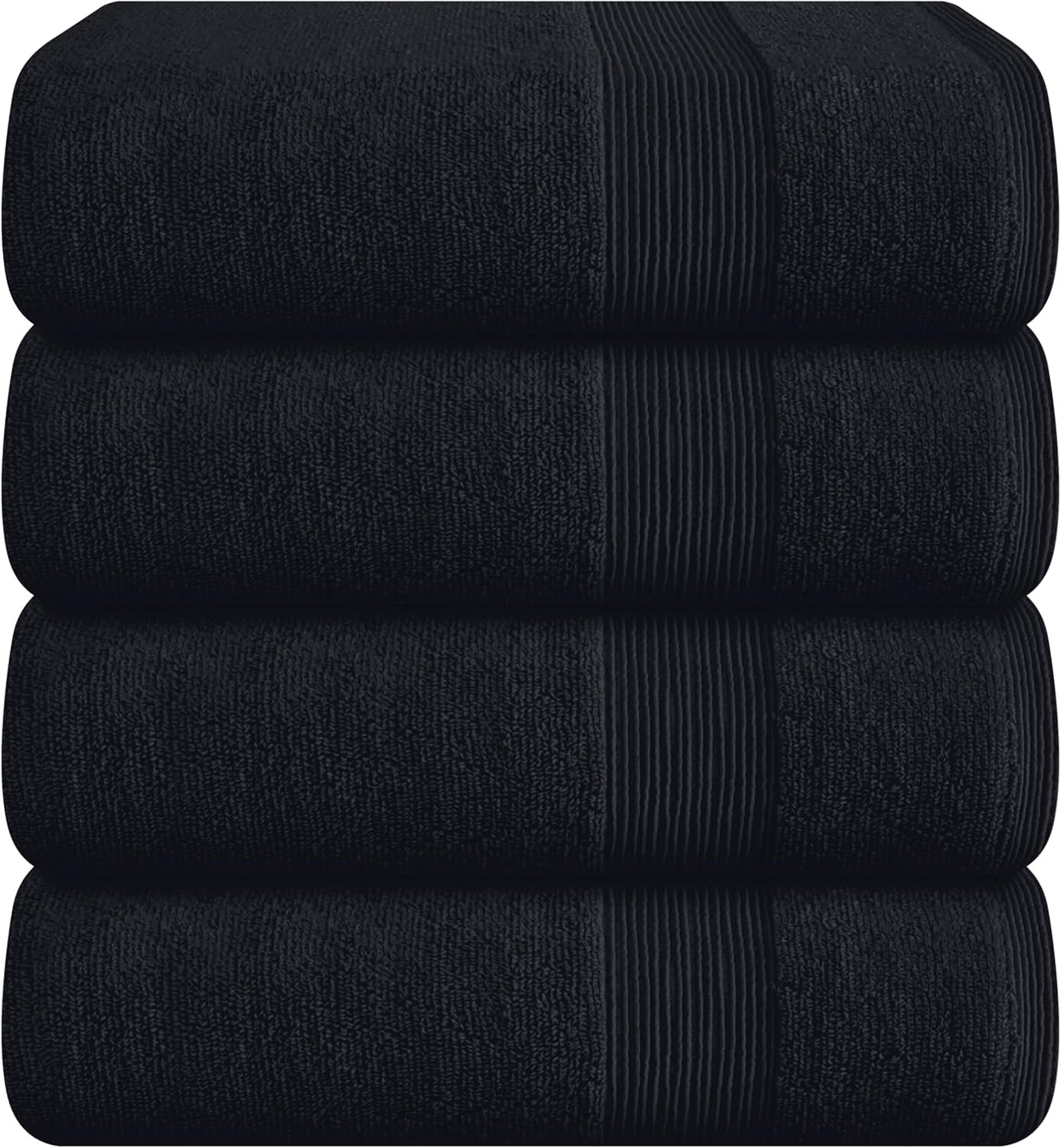 Belizzi Home 4 Pack Bath Towel Set 27×54, 100% Ring Spun Cotton, Ultra Soft Highly Absorbent Machine Washable Hotel Spa Quality Bath Towels for Bathroom, 4 Bath Towels Black