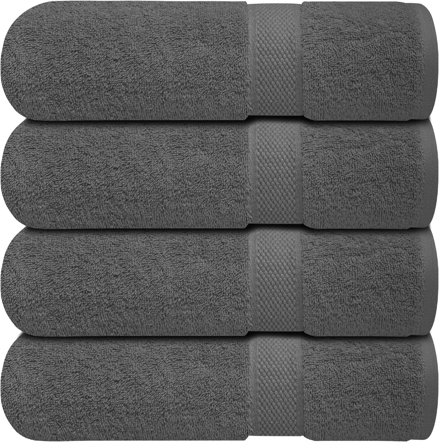 Infinitee Xclusives Luxury 100% Ring-Spun Cotton Bath Towels Set of 4 (27×54 inches) – Soft, Absorbent & Quick-Drying Towels for Bathroom, Gym, Spa & Hotel Use (Shadow Grey, Bath Towels)