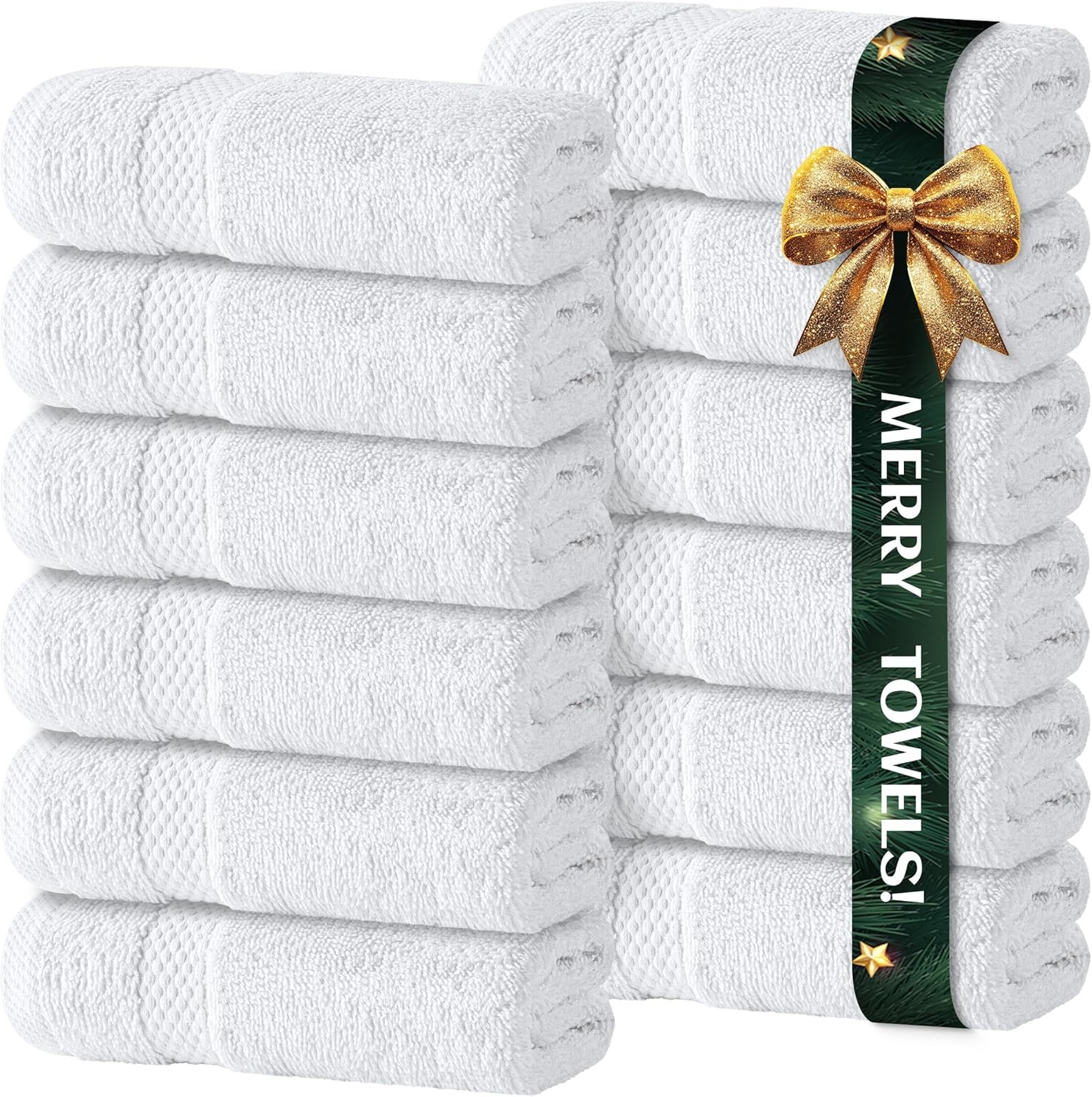 White Classic Luxury Cotton Washcloths 13×13 Inch – 650 GSM Turkish Cotton | Hotel, Spa, Bathroom Face Towel | 12 Pack