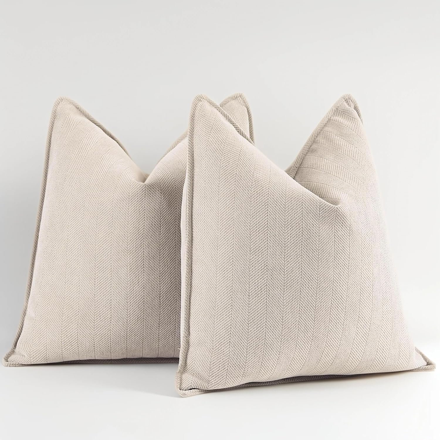 Chenille Beige Pillow Covers 18×18 Inch Set of 2, Soft & Luxury DecorativeThrow Pillow Cases for Couch, Bed – Hypoallergenic, Wrinkle-Free Indoor Outdoor Couch Pillow Covers