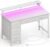 Seventable Computer Desk with Power Outlets & LED Light, 39 inch Home Office Desk with 5 Drawers, Writing Desk with Monitor Stand, Work Desk for Home Office, White