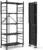 Himix Storage Shelves with 20 Hooks, 5-Tier Collapsible Organization Storage Rack Bookshelf Folding Pantry Shelves Cube Shelf Wire Shelving Holds 440 Ibs for Garage Kitchen Room, Black