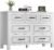 YITAHOME 7 Drawer Dresser with Built-in Power Outlet, Wood Dresser TV Stand with Large Drawers and Bar Handles, White Chest of Drawers for Living Room, Entryway