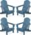 SERWALL Foldable Adirondack Chair Set of 4 for Patio Garden Outdoors Fire Pit-Ocean Blue