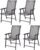 Giantex Set of 4 Folding Patio Chairs, Outdoor Portable Dining Chairs for Garden Camping Poolside Beach Deck Lawn, 4-Pack Sling Armchairs, Metal Frame, Grey