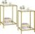 HOMSHO Side Tables Set of 2, End Tables with Tempered Glass, 2-Tier Nightstands with Storage Shelves, Coffee Table with Modern Style, Slim Sofa Table for Living Room, Bedroom, 11.8″ D x 15″ W, Golden