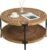 Round Boho Wood Coffee Table – 29.1″ Farmhouse Natural Circle Wooden 2-Tier Coffee Tables Living Room Furniture, 29.1″ D x 18.3″ H, Natural Wood Color