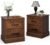 Giantex Farmhouse Nightstand Set of 2, Wood Bedside Table with 2 Storage Drawers, Compact Floor Night Stand, Walnut Accent Sofa Side Table for Bedroom