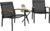 Shintenchi 3 Pieces Patio Bistro Sets, Outdoor Textilene Fabric Conversation Bistro Set, Textilene Fabric Front Porch Chairs Small Patio Furniture Set with Table for Lawn,Garden,Balcony (Black)