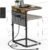 Vagusicc C Shaped End Table with Charging Station, 33″ Tall Side Table for Couch, Sofa Table Adjustable Height Small Couch Side C Table, Slide Under Sofa Tray Arm Table for Living Room, Bedroom, Brown