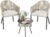 Devoko Patio Furniture Set 3 Pieces Rope Woven Bistro Set Outdoor Conversation Set with 2 Wide Chairs,Cushions and Tempered Glass Table for Balcony Porch Backyard Garden Poolside