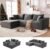 110” Cloud Sectional Couch, Boneless Sofa for Living Room, Modular Sectional Sofa with Deep Seat, Comfy Fluffy Couch with L-Shaped Chaise, No Assembly Required (Left-Facing Chaise, Dark Grey)