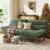 Marsail Futon Sofa Bed, Futon Couch with Adjustable Backrest & Armrests, Convertible Small Sleeper Sofa Bed for Small Apartments, Study Room, Office, Corduroy Loveseat, Green