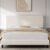 Yaheetech Queen Bed Frames with Adjustable Headboard, Chenille Fabric Upholstered Headboard/Platform Bed, Queen Size Bed Frame No Box Spring Needed/Wood Slats Support/Easy Assembly/Beige