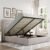 Allewie Queen Size Lift Up Storage Bed, Modern Wingback Headboard, Hydraulic Support, No Box Spring Needed, Light Beige