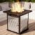 EAST OAK 28” Stainless Steels Fire Pits Table, 50,000 BTU Upgraded Steel Gas FirePit for Outdoor, Outside Patio, CSA Certified Fire Table with Magnetic Lid, Cover-Storage Basket and Lava Rock, Brown