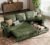 LINSY HOME Sectional Sleeper Sofa with Pull Out Couch Bed Convertible Plush Corduroy Cloud Couch with Storage Chaise & USB Charging, Comfy L Shaped Modular Couches for Living Room Apartment (Green)