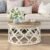 karlott Farmhouse Coffee Table, French Country Round Coffee Table, Coastal Coffee Table with Distressed Top, Boho Coffee Table with Curved Motif Frame Base for Living Room, Dining Room, Bedroom